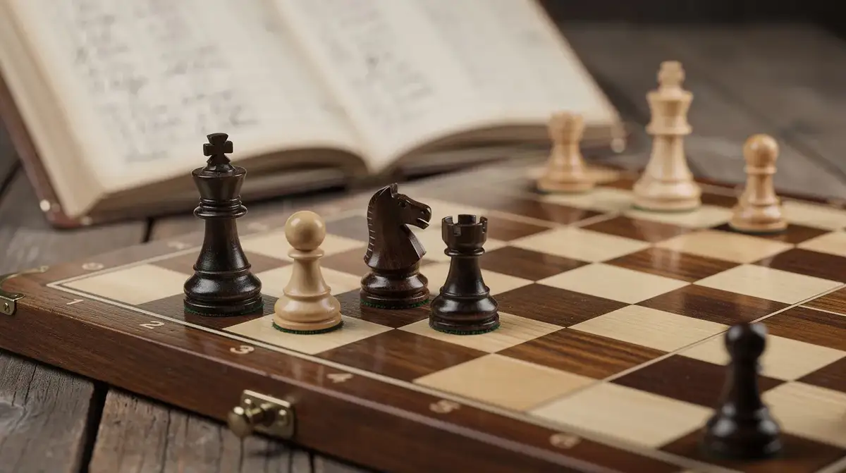 Queen and bishops in a warm chess still life about clearing a diagonal