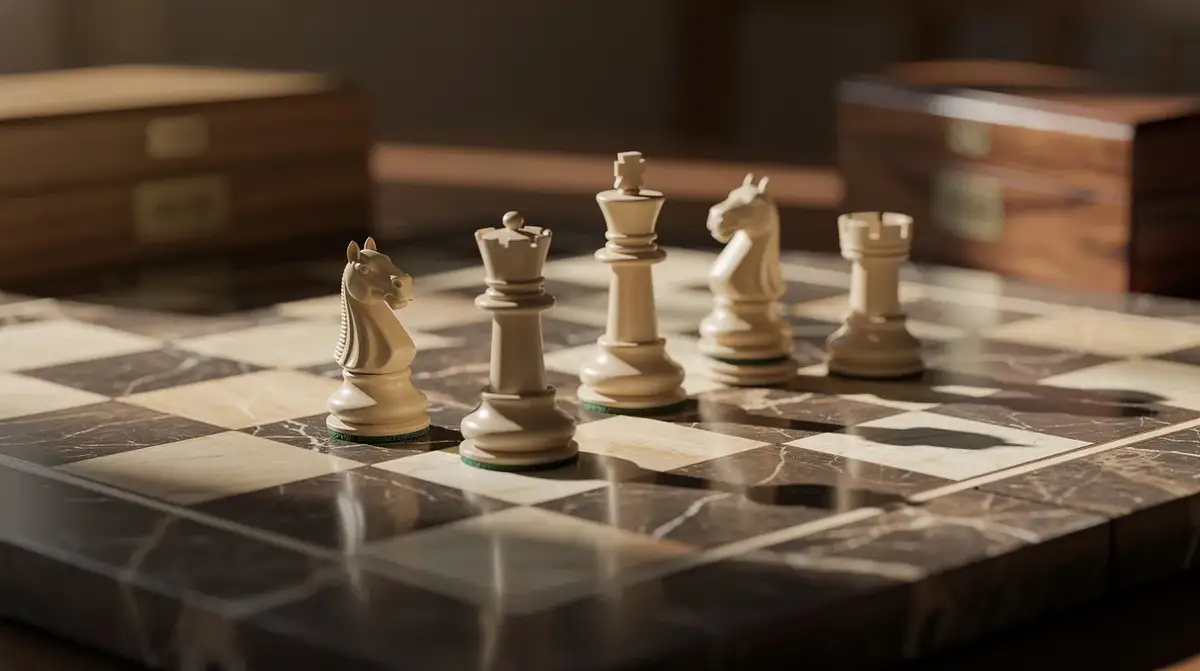 Chess board visualization training with tactical patterns including forks pins and skewers