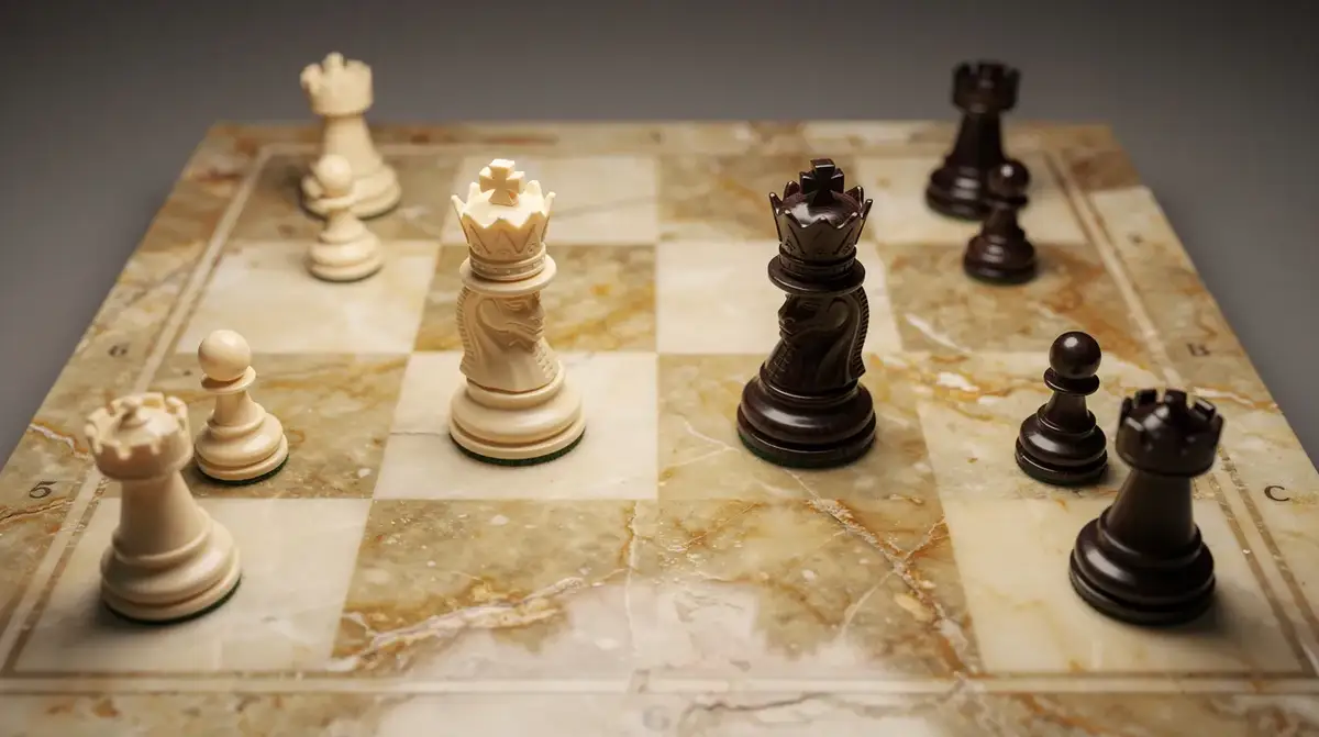 Classic chess zugzwang endgame study position showing king triangulation technique