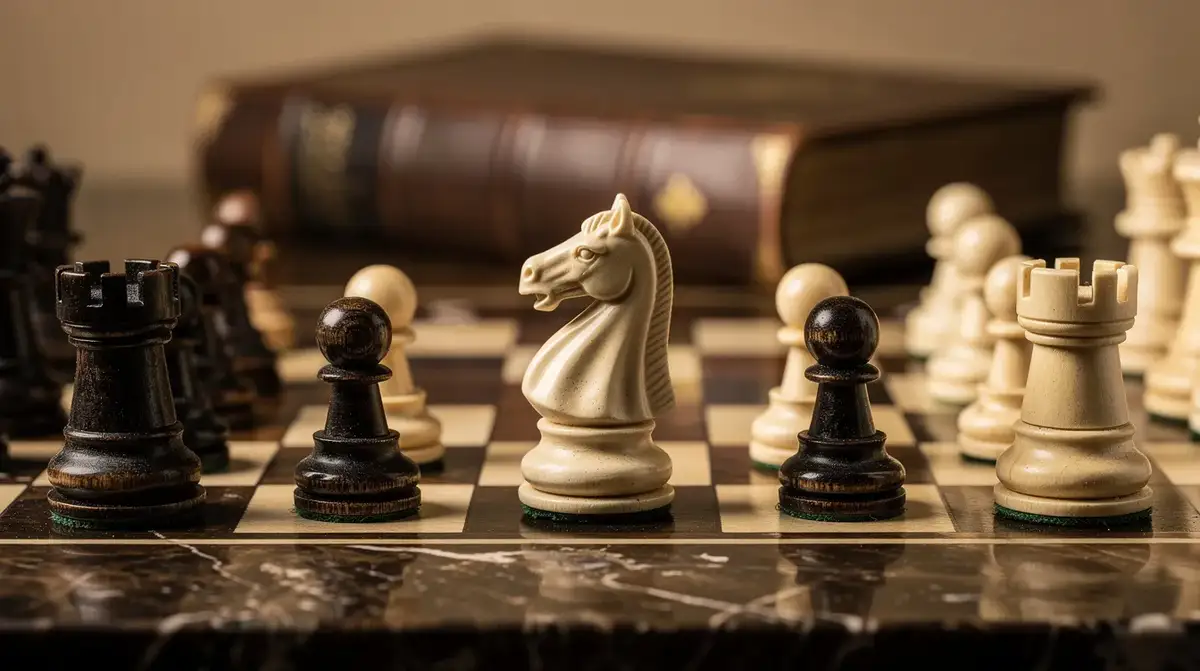 Chess board diagram showing an isolated pawn endgame where the blockading knight on d5 and rooks on the d-file are putting maximum pressure on White's isolated d4 pawn