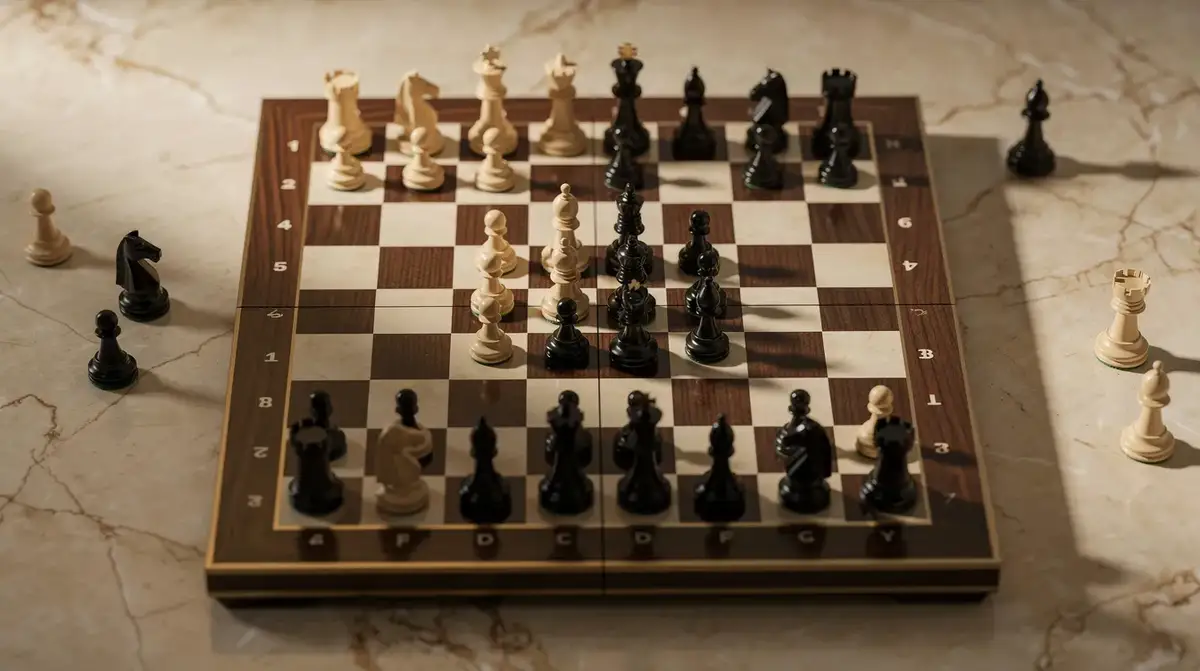 Chess board showing a winning pawn chain attack plan with piece coordination targeting the kingside