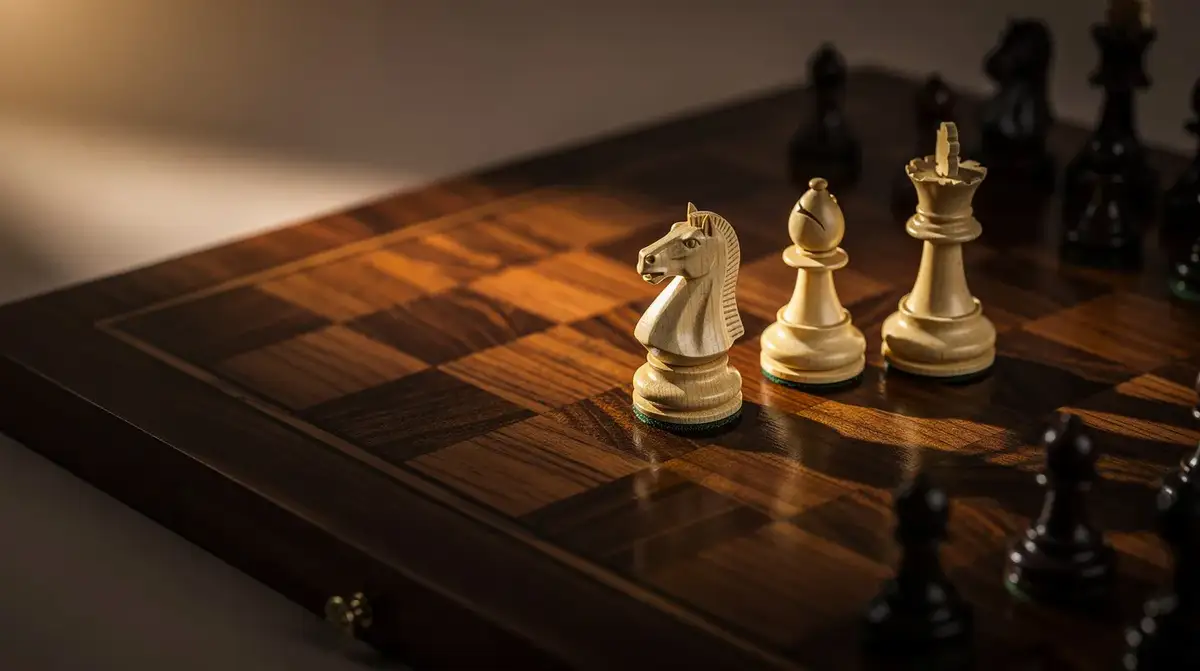 Chess board diagram showing coordinated pieces attacking a common target versus isolated pieces with no coordination