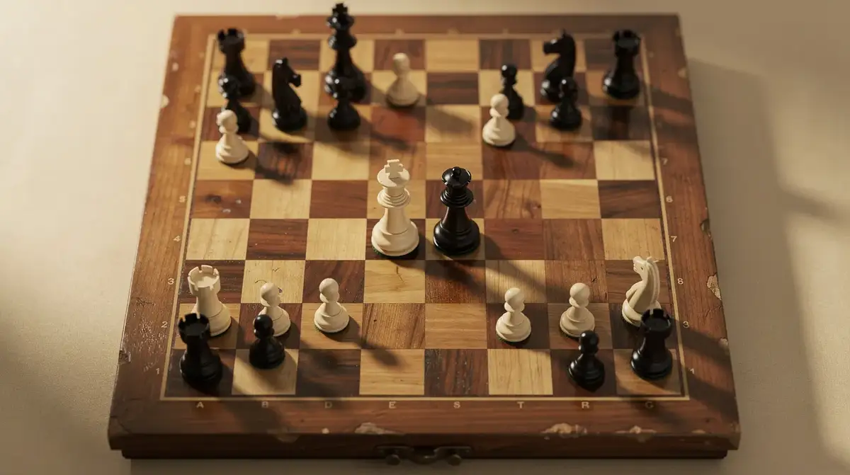Chess board diagram illustrating an opposite colored bishop middlegame attack with rooks doubling on an open file