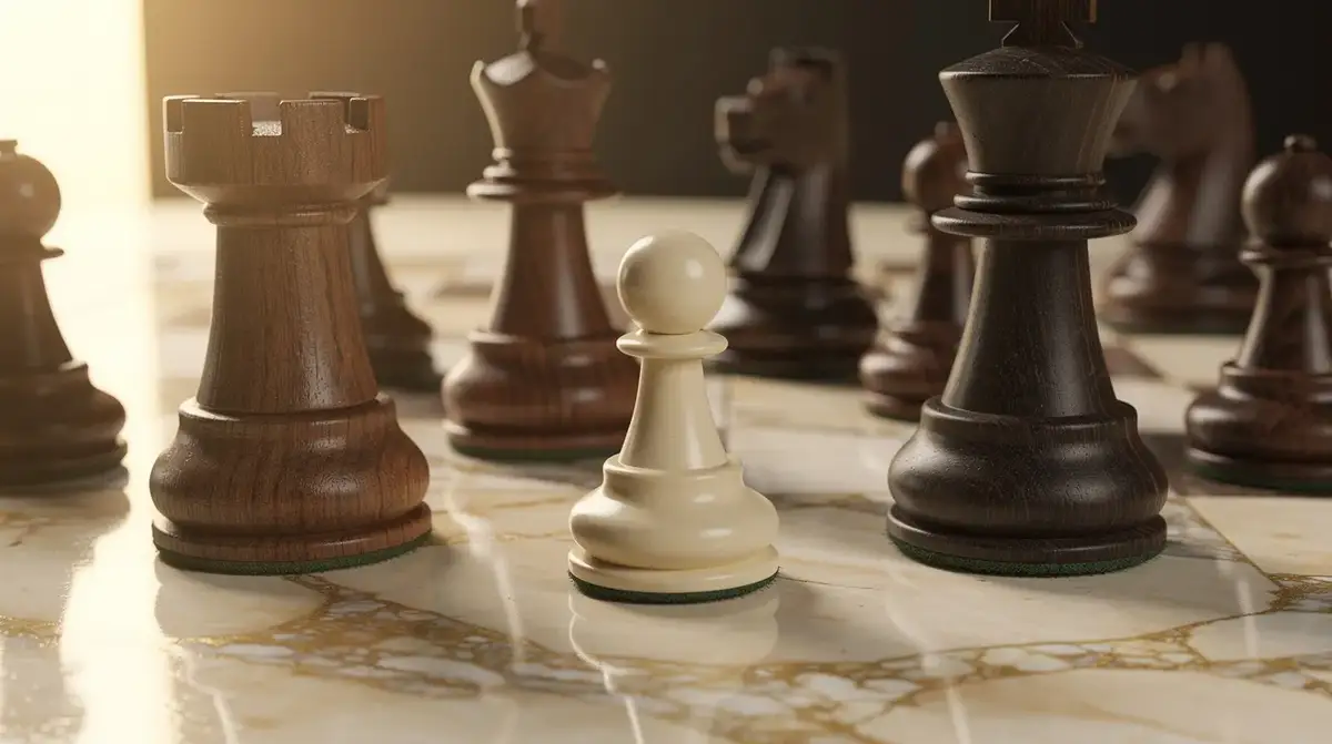 Chess board showing queenside majority with rook behind passed pawn versus opponent's blockading piece