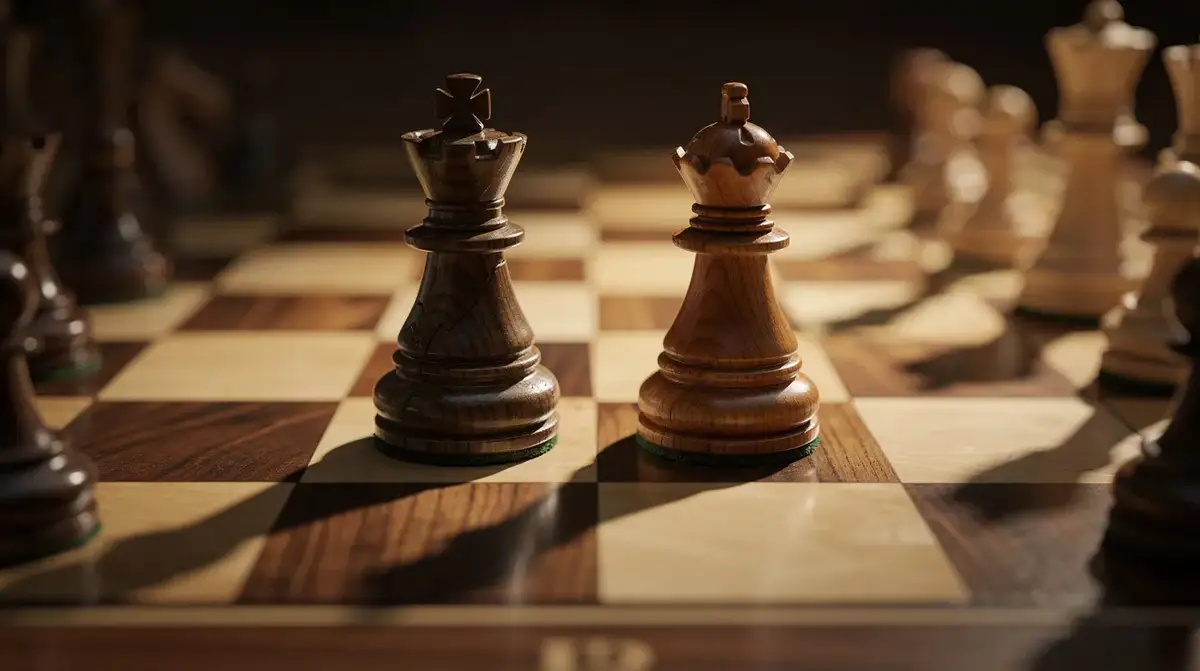 Chess board showing two bishops controlling long open diagonals in an open position